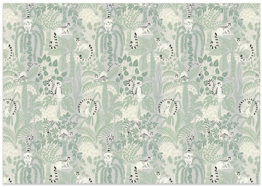 Jungle adventure soft sage green pattern