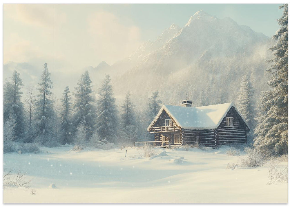 Cabin In Snowy Landscape