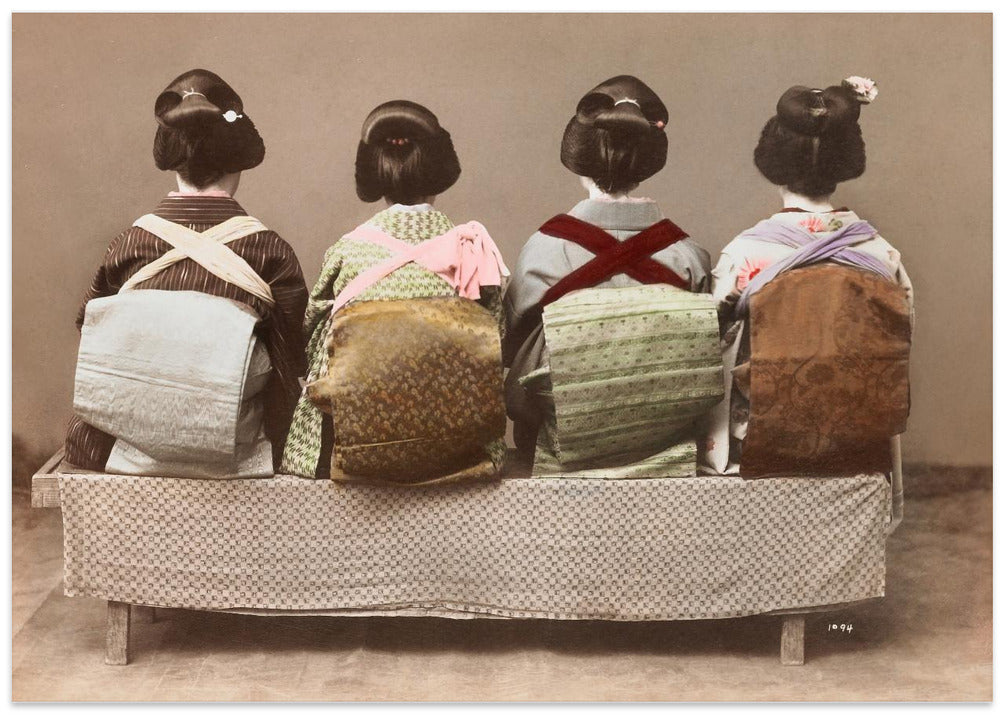 Showing Back Style (19th 20th Century) Japanese Woman Sitting