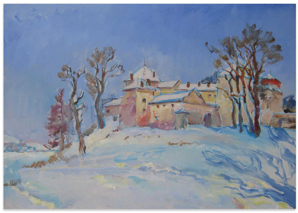 Winter landscape with castle