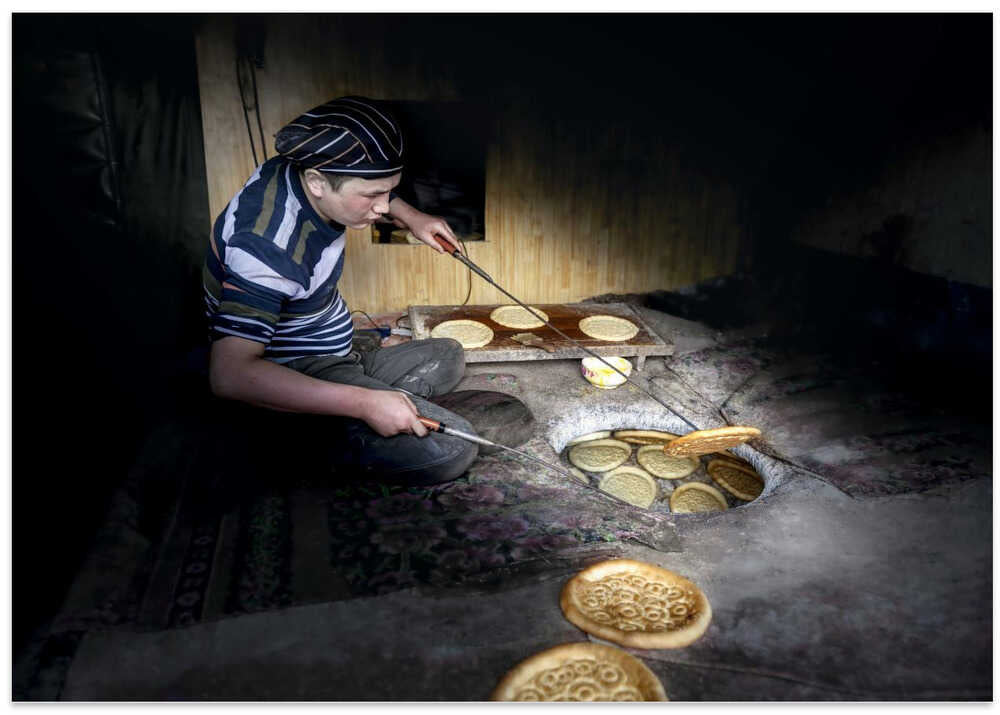 Making Uyghur Naan Bread