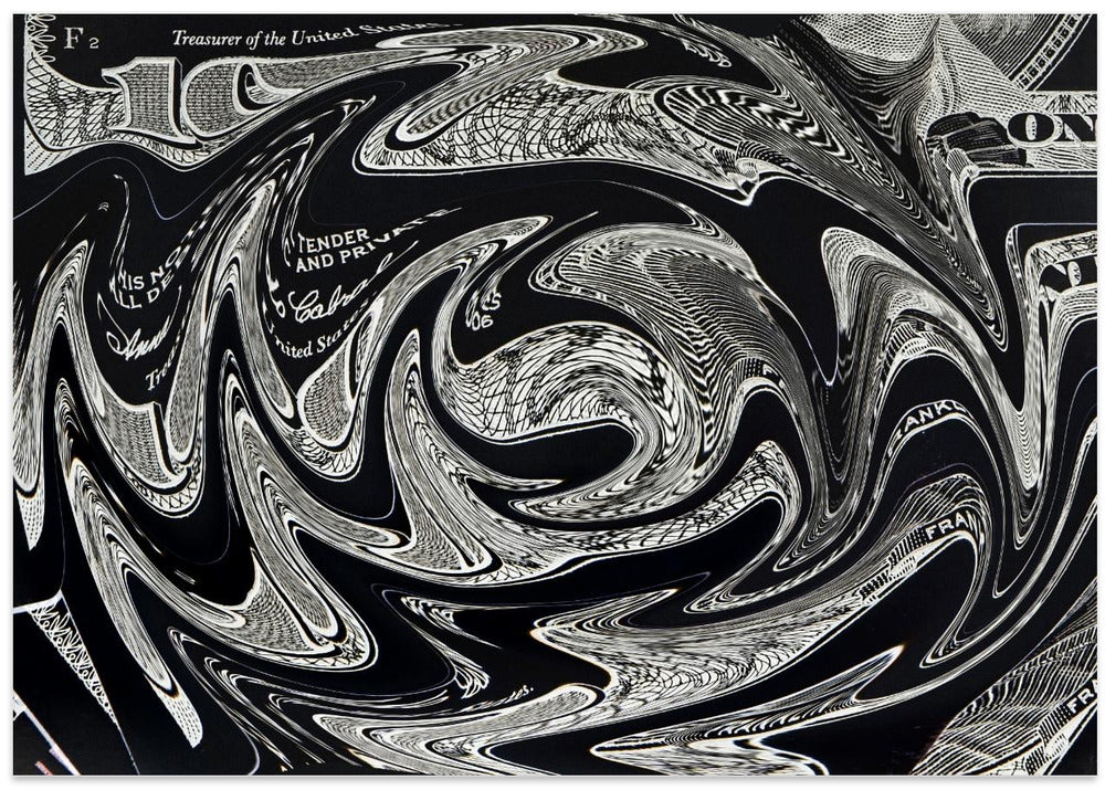 Dollar Bill Abstract 100 Black