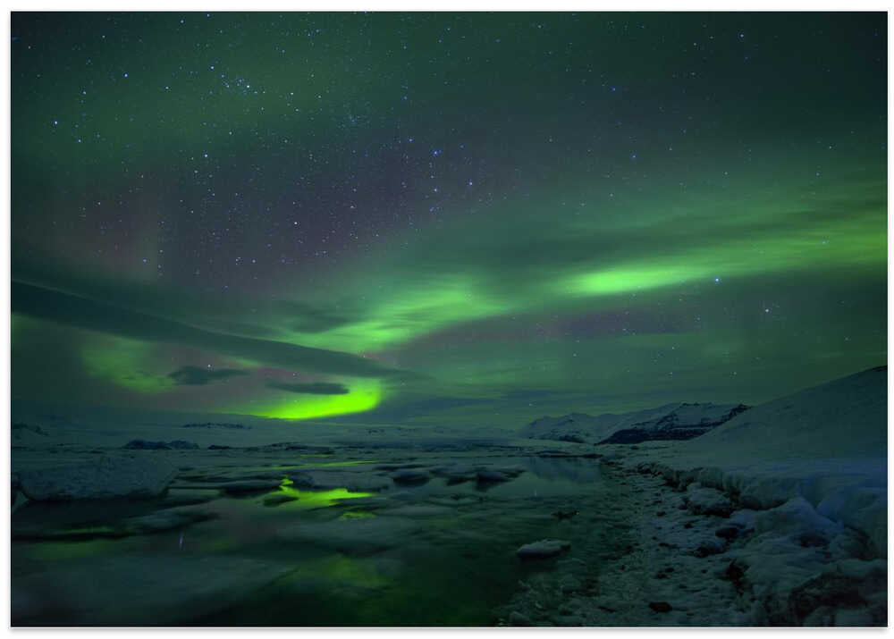 Northern lights at Jokulsarlon