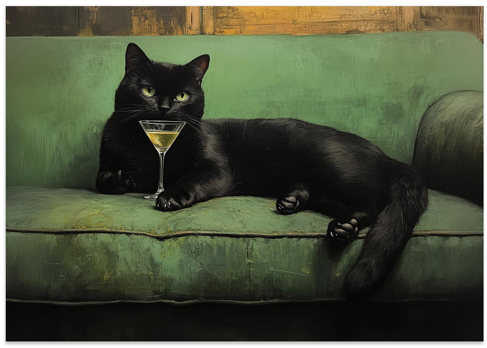 Resting Cat Green Sofa Martini 001