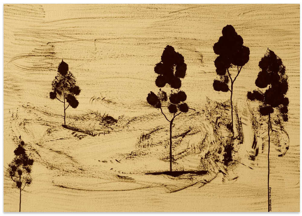 Stylized Trees With Dark Silhouettes