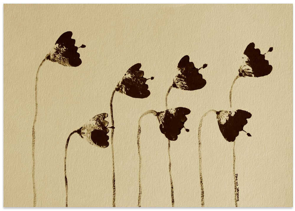 Six Stylized Flowers With Elongated Stems