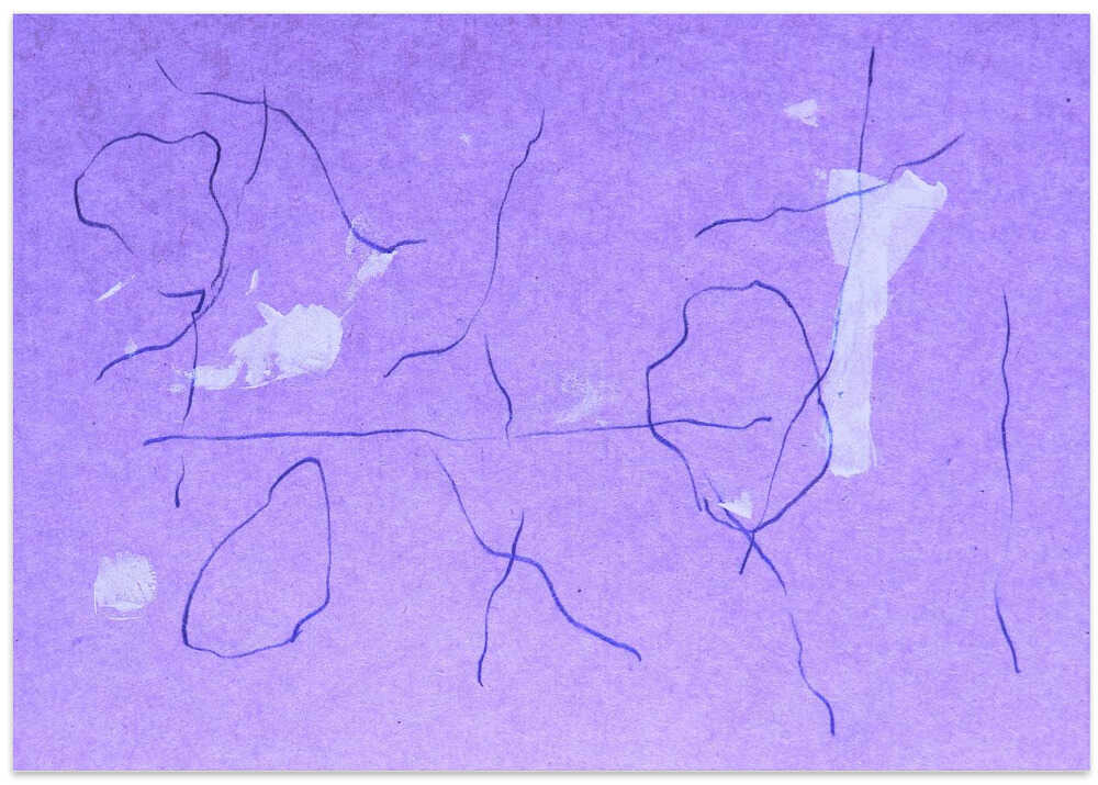 Abstract Purple Composition with Black and White Accents