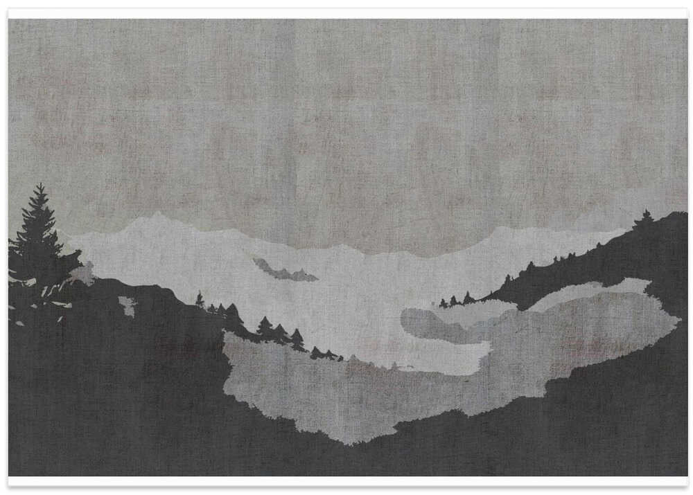 Misty Lake Landscape in Ink Wash Style