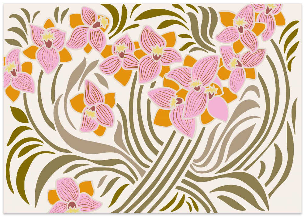 Orange and Pink Floral Pattern