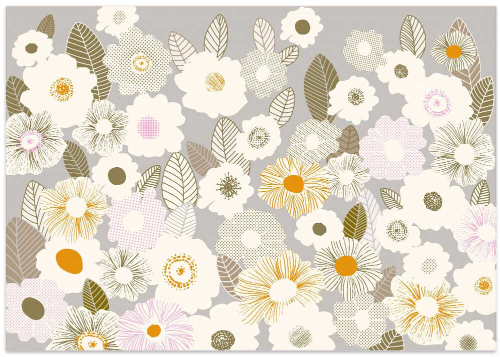 Colorful Flowers and Green Leaves