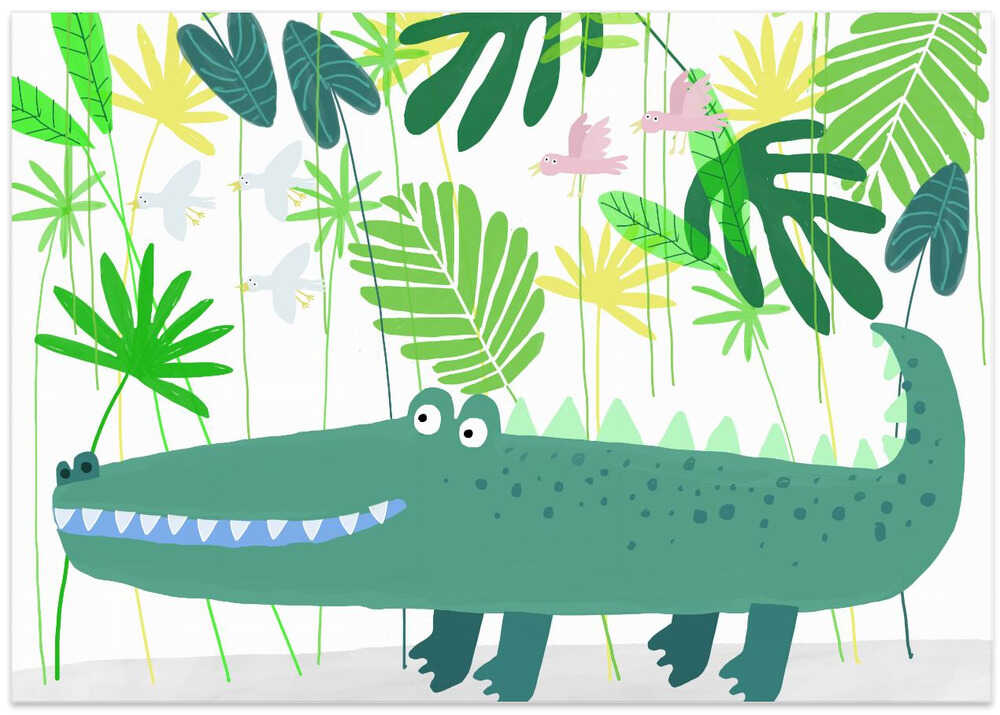 Happy Crocodile Sitting in the Jungle