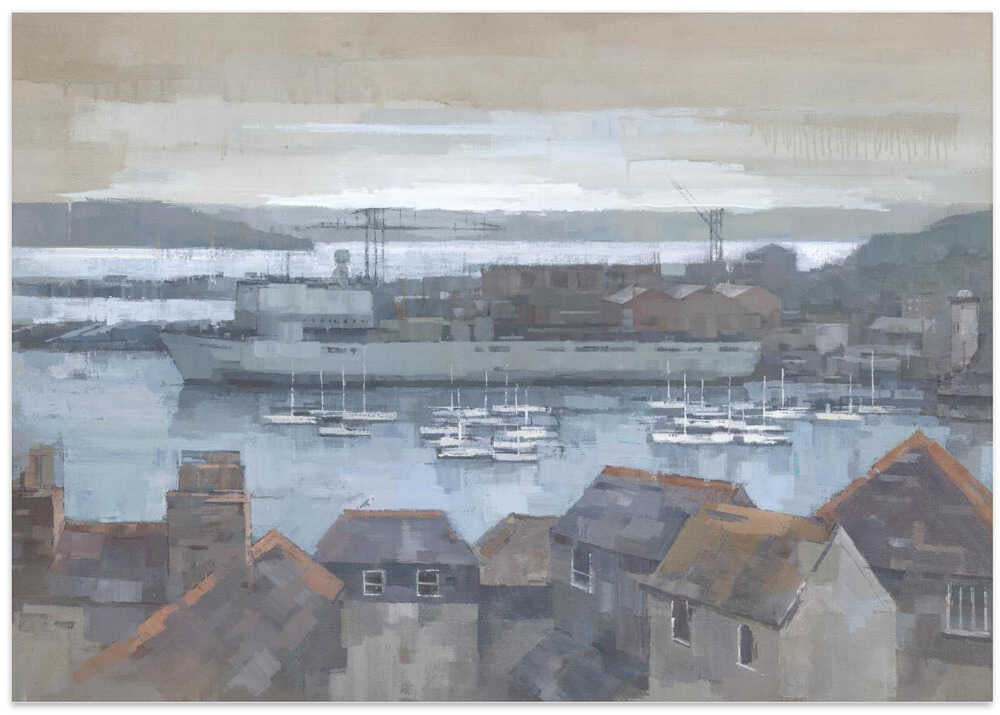 Harbor Scene With Boats And Rooftops