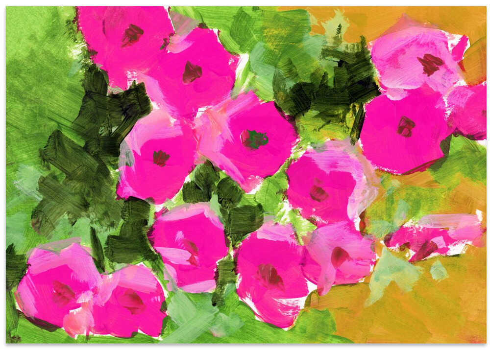 Vibrant Pink Flowers And Lush Green Leaves