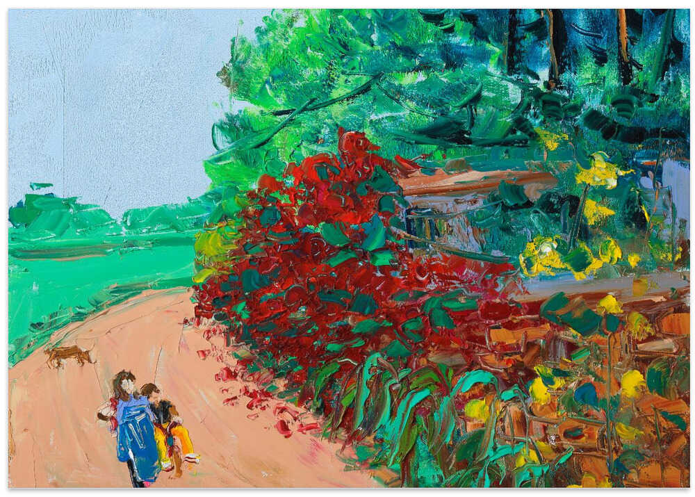 Wild Rose Wall Path Oil On Canvas