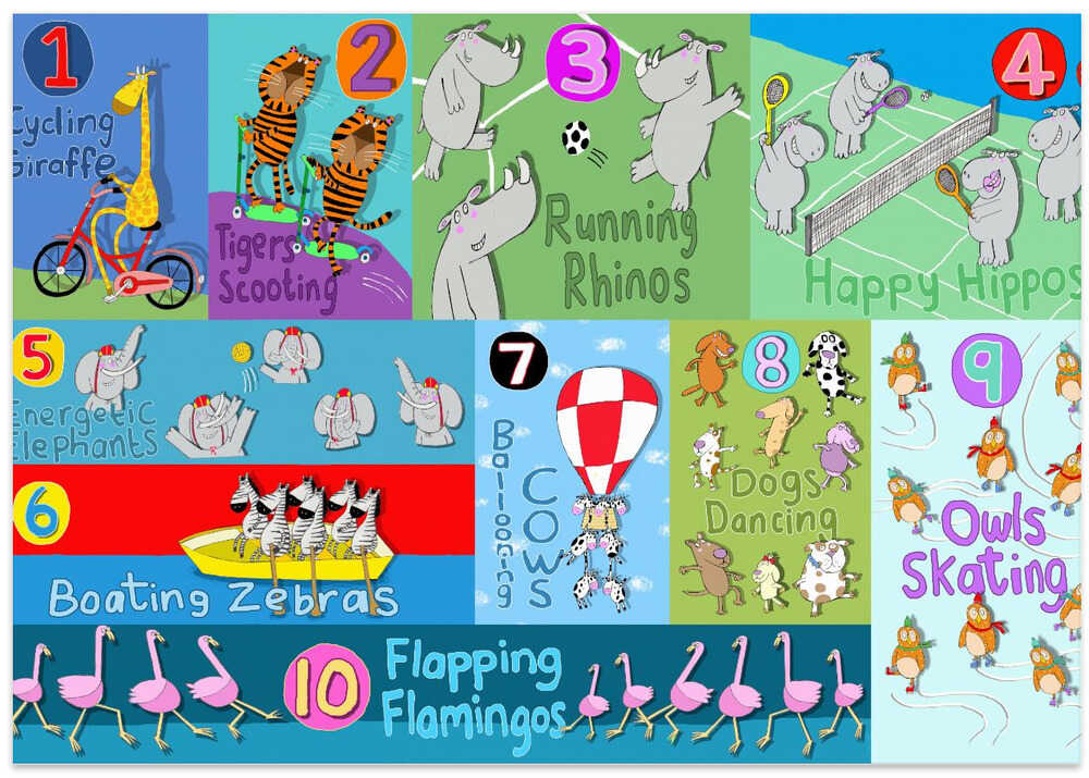 Animal Counting Educational Illustration