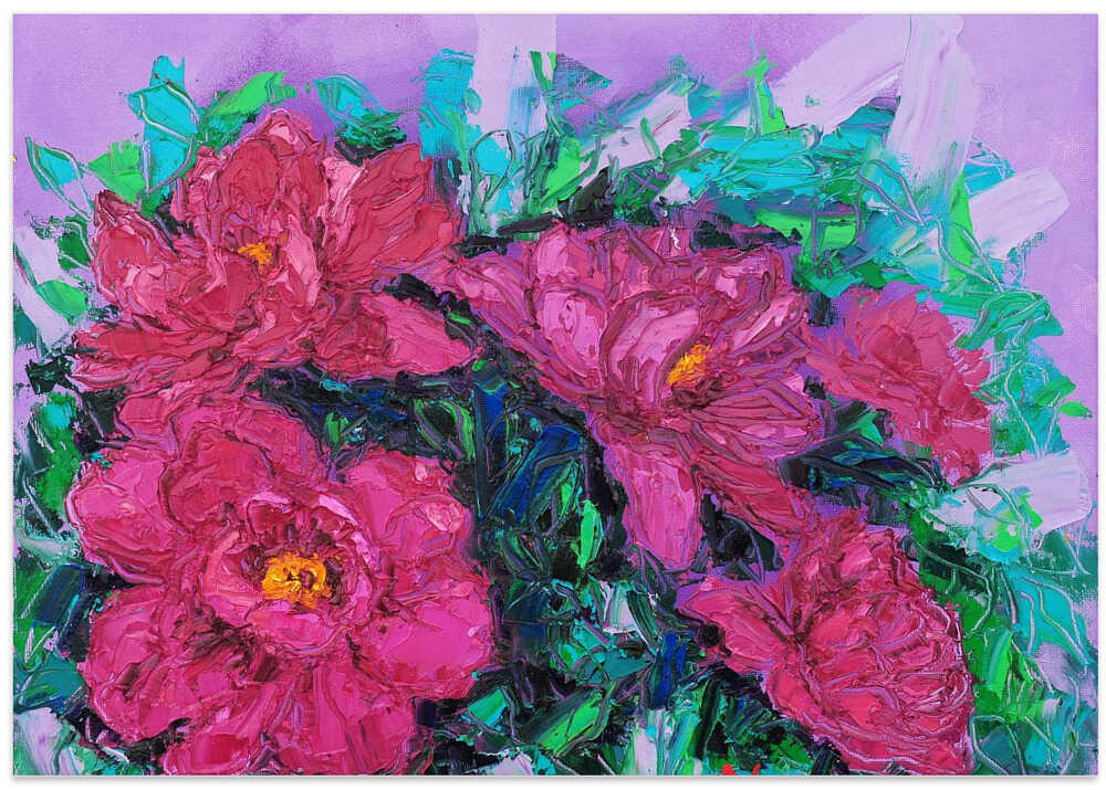 red peony oil on canvas