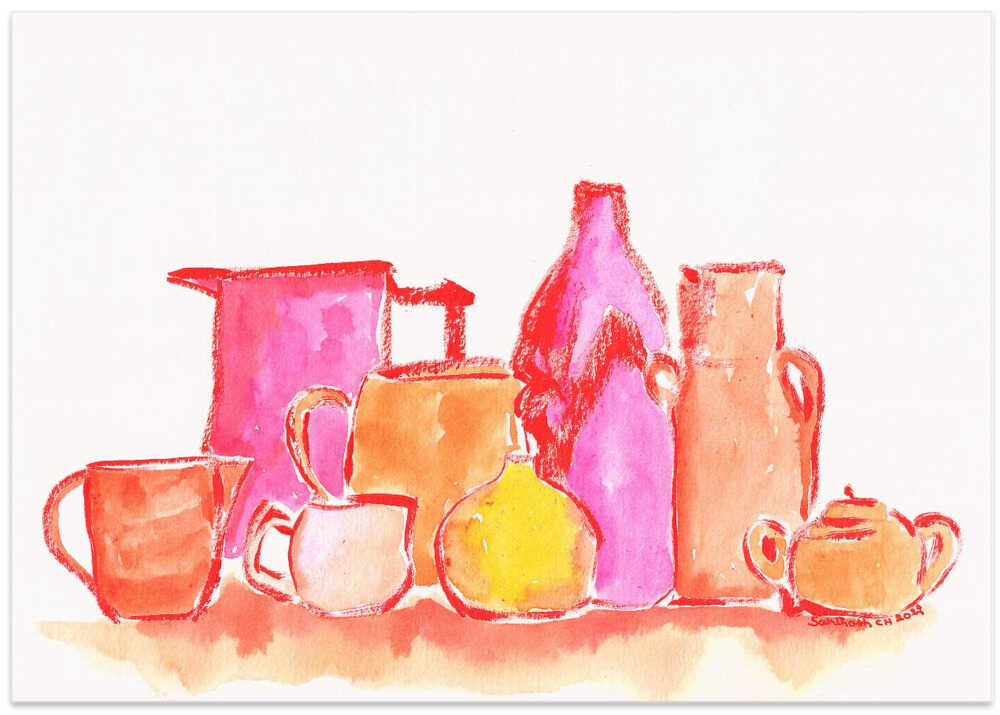 Colorful Pottery and Jugs