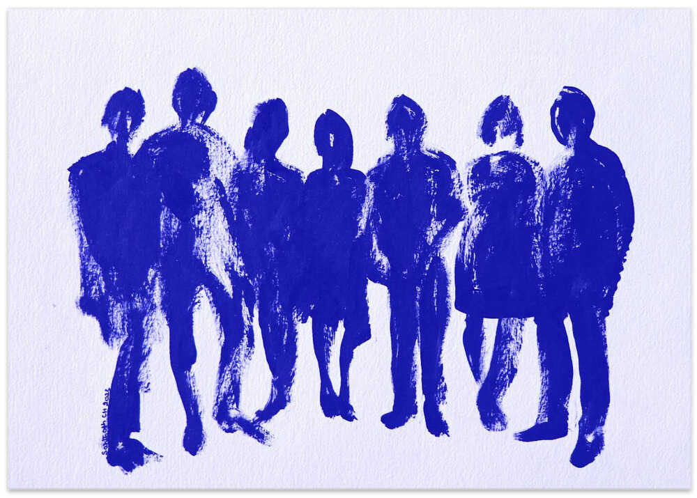 Blue Silhouette Crowd