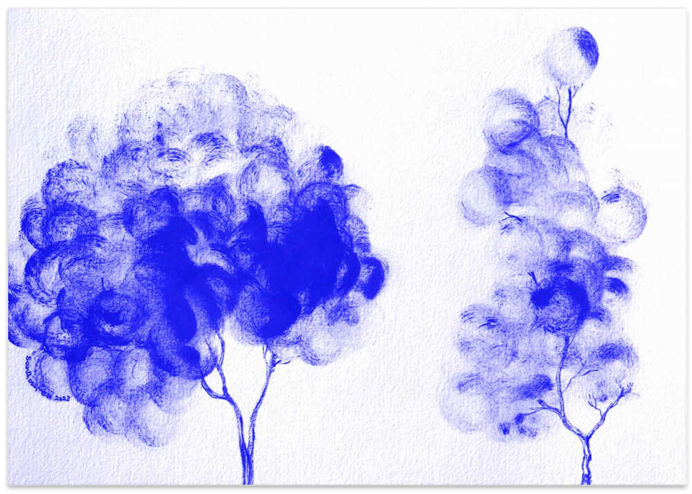Whimsical Blue Trees
