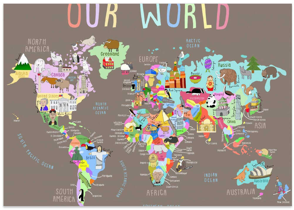 Our World Illustrated World Map for Kids