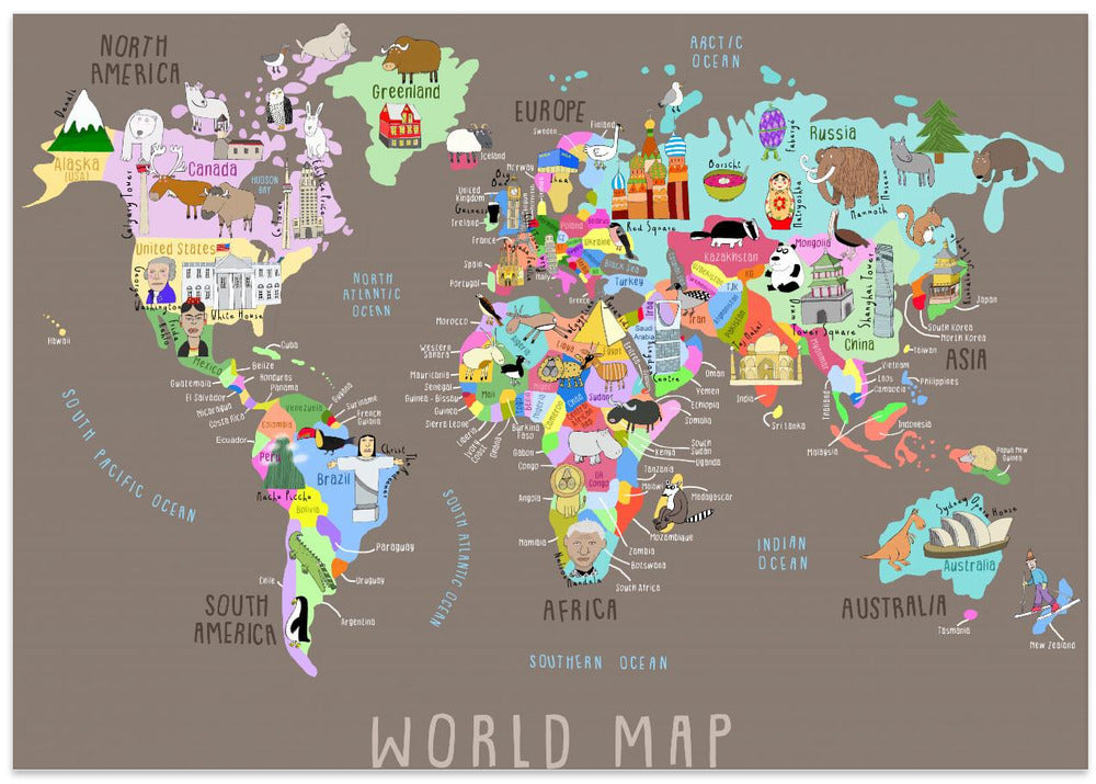 Colorful Illustrated World Map