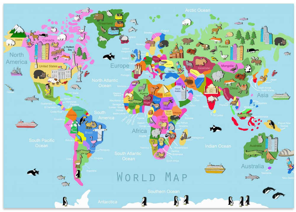 Animal World Map with Countries