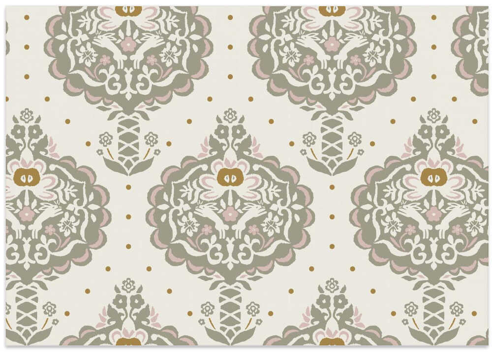 Garden Tales folksy apple trees earthy tones pattern