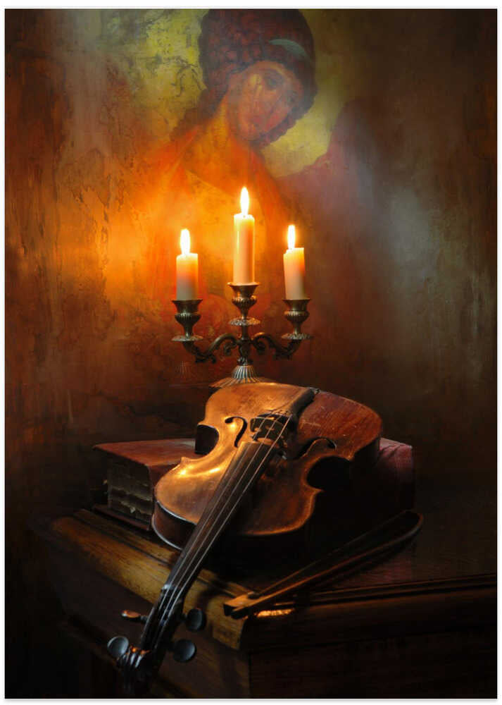 Still life with violin and angel