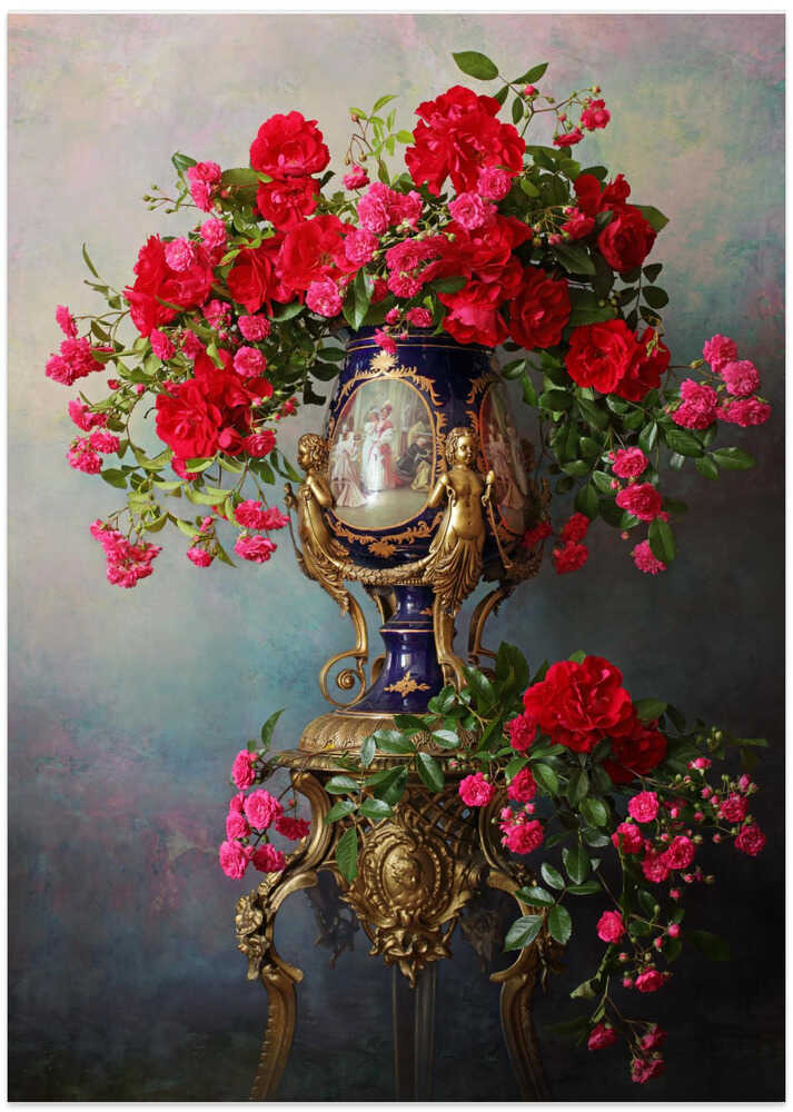 Still life with red roses