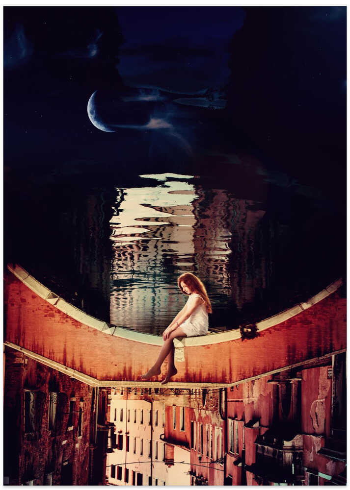 Venice in wonderland. Girl on a bridge