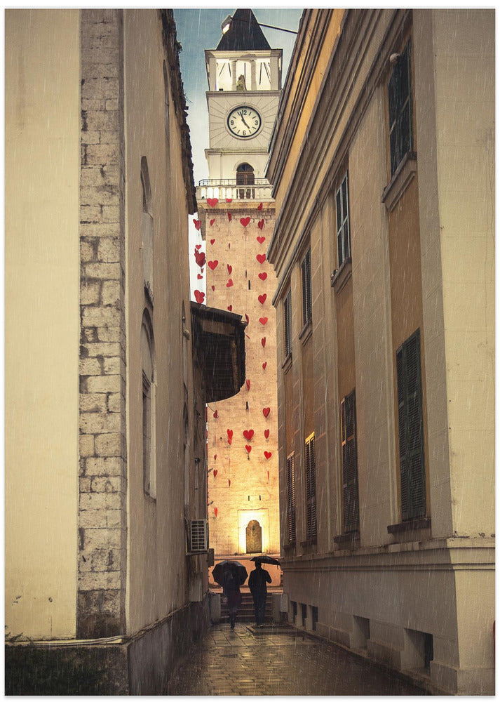 Love under clock tower Tirana