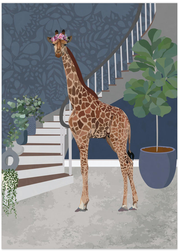 Giraffe by the stairs