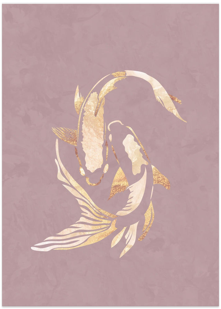 Canvas Art Print Pink gold koi fish 2