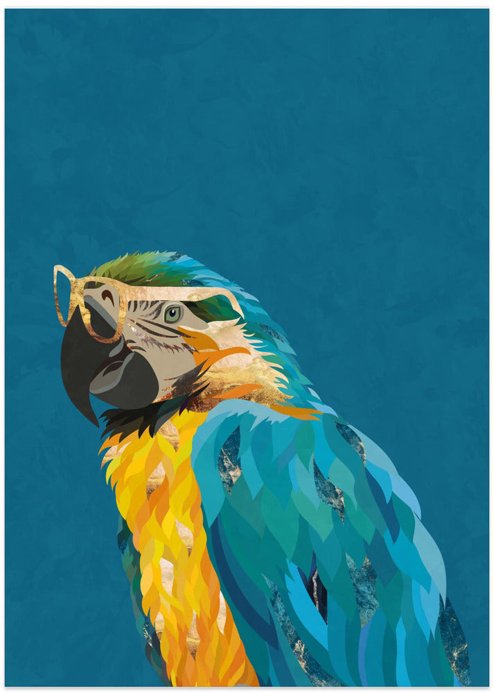 Canvas Art Print Vibrant macaw wearing glasses
