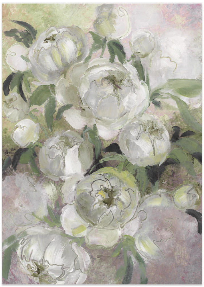 Sady painterly florals in green