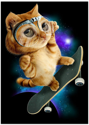 Canvas Art Print cat on skateboard