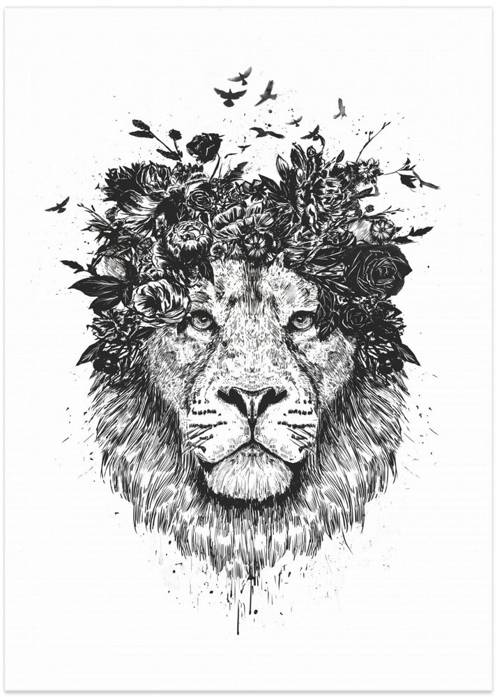 Floral lion (bw)
