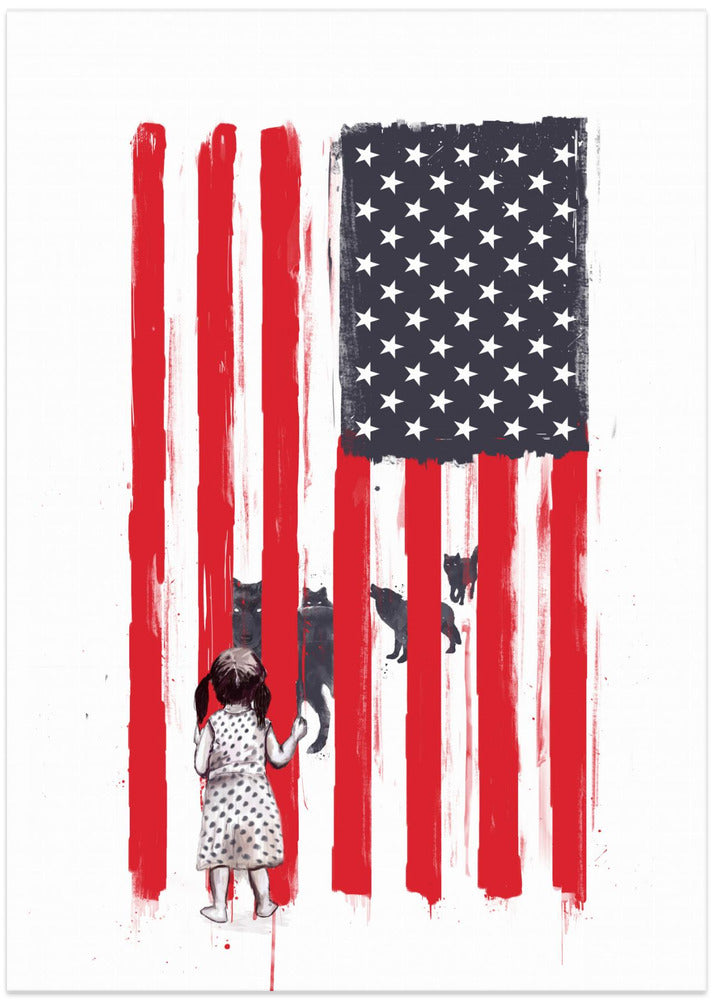 Little girl and wolves