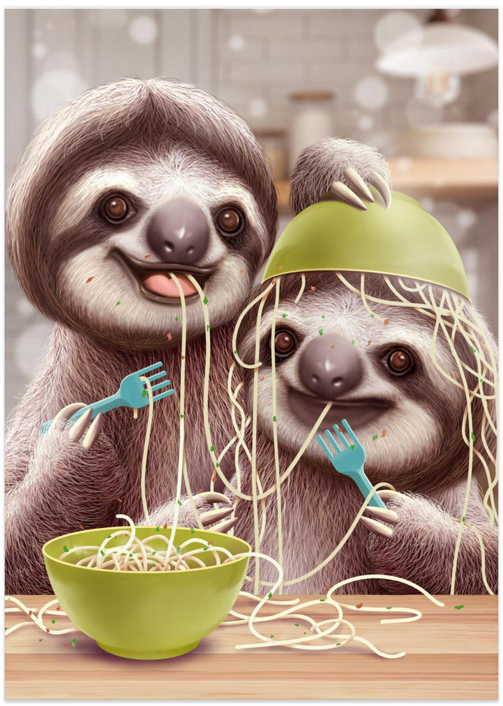 YOUNG SLOTH EATING SPAGETTI