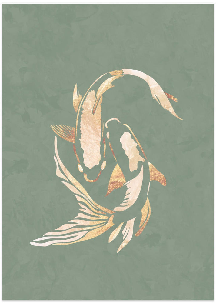Sage Green Gold Koi Fish 1