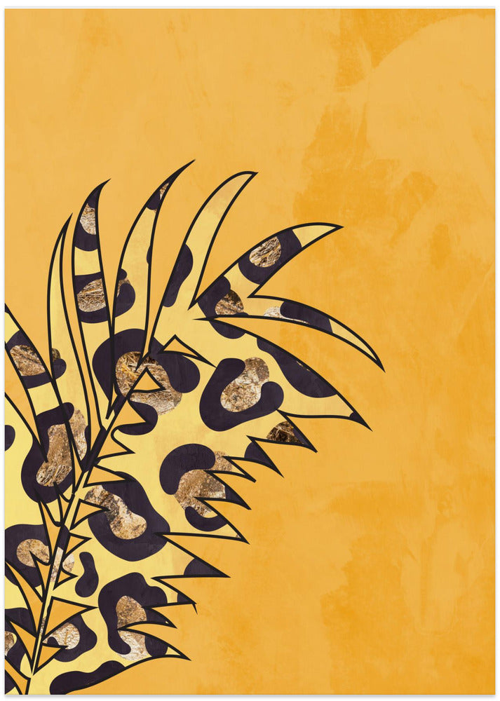 Yellow leopard print palm leaf