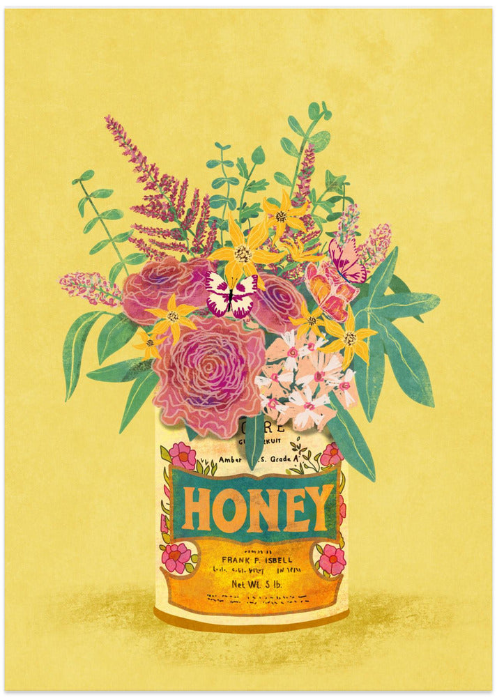 Flowers In a vintage Honey Can