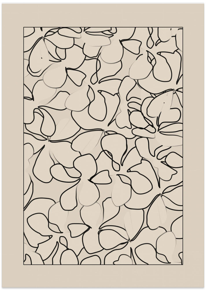 Seamless Pattern of Outlined Flowers