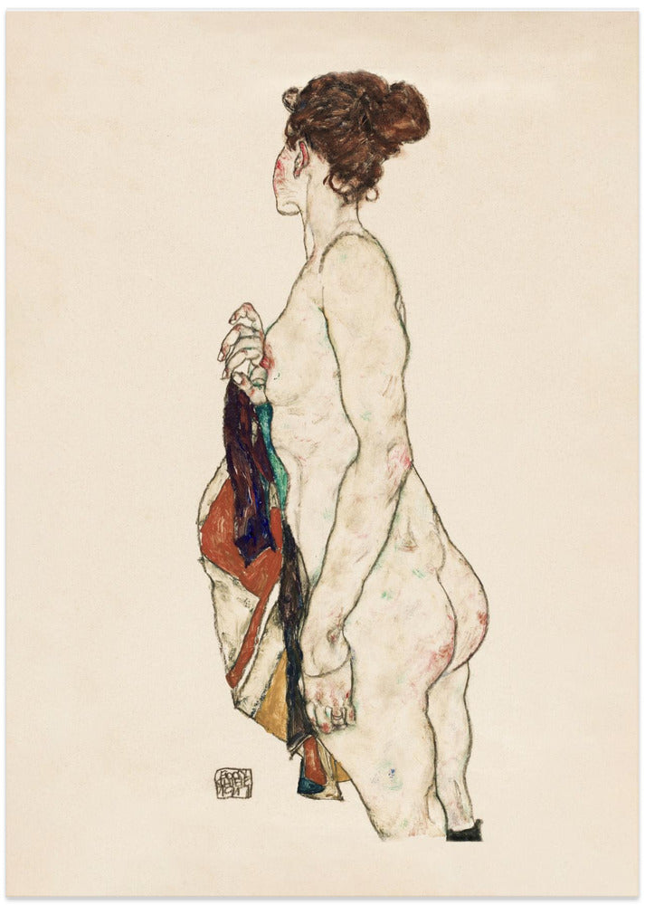 Standing Nude Woman With a Patterned Robe 1917