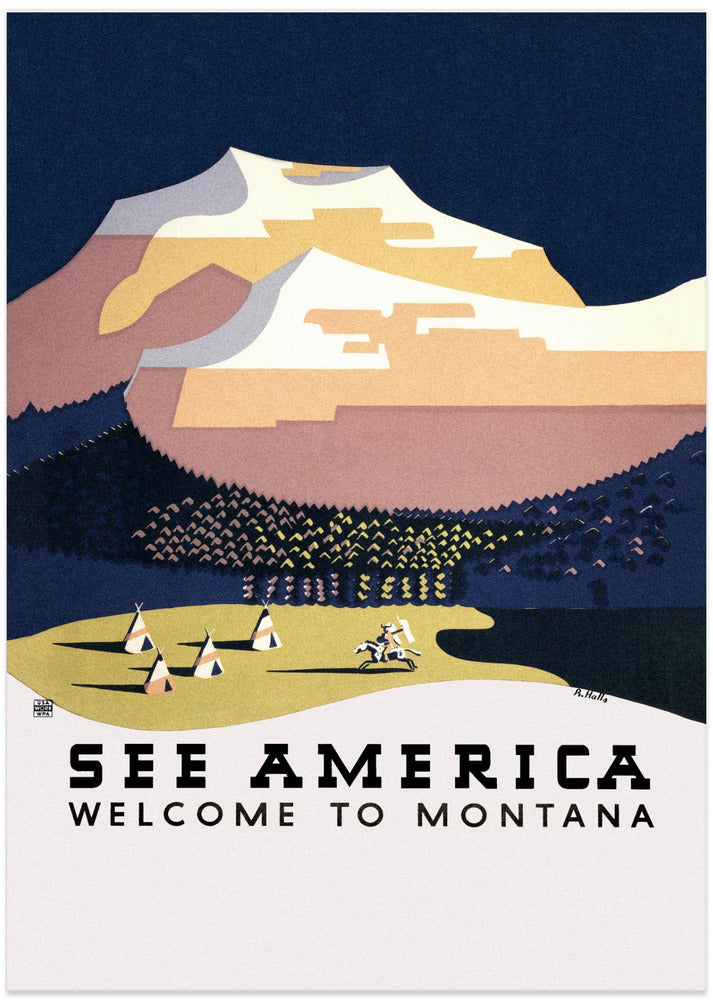 See America. Welcome To Montana (1936) Travel Poster By Richard Halls