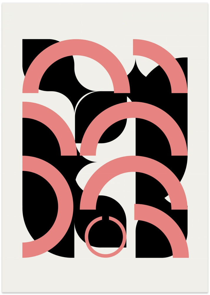 Geometrical Semi Circles In Pink