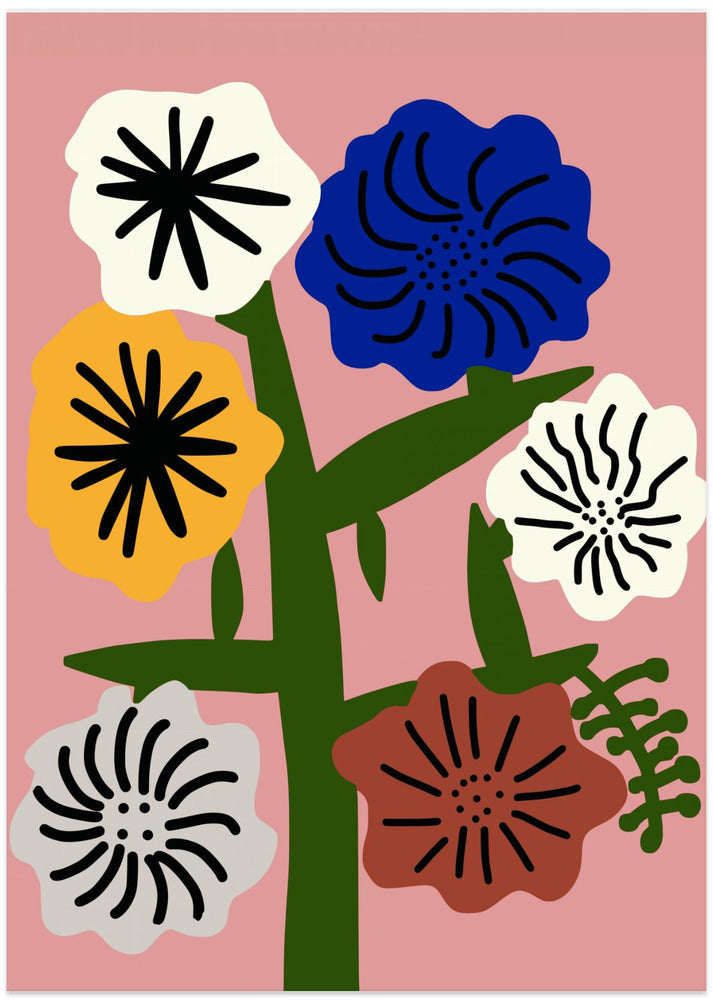Stylized Flowers With Bold Colors