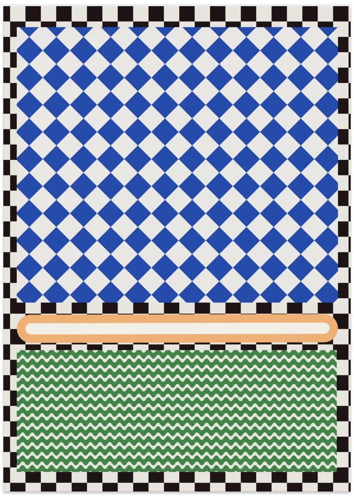 Geometric Pattern With Blue And White Diamonds