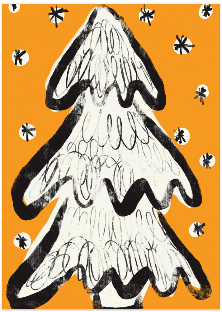 Christmas Tree And Snow Yellow