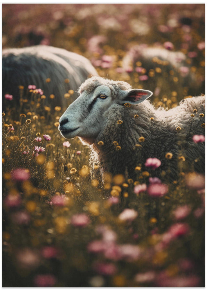 Sheep Among Wildflowers